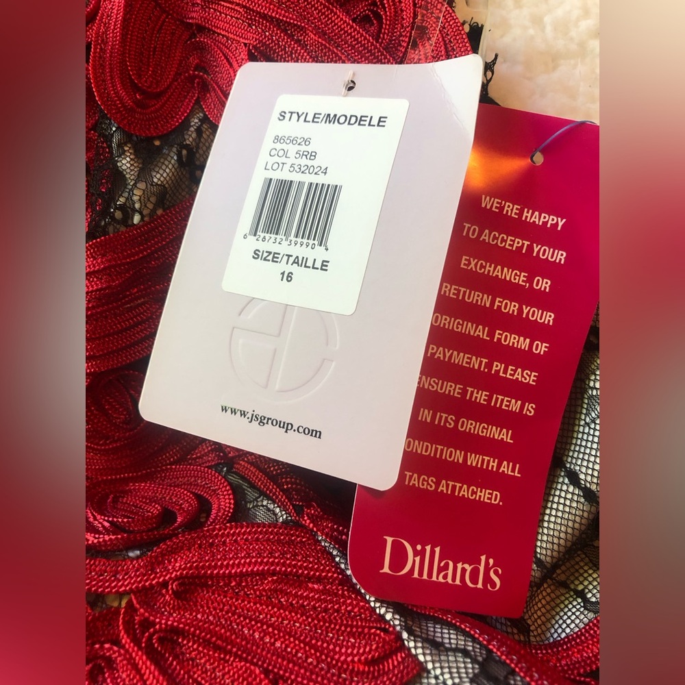 J S Collections Red and Black Dress - size 16 - 50” in length - NWT - Picture 5 of 7